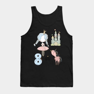 8th birthday Princess Castle Unicorn Carriage Tank Top